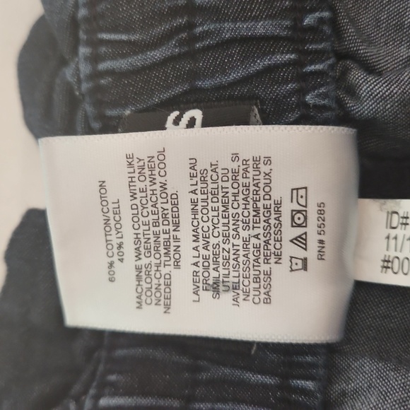 Express high rise buttonfly paper bag waist chambray blue denim S/P tie waist - Picture 10 of 12